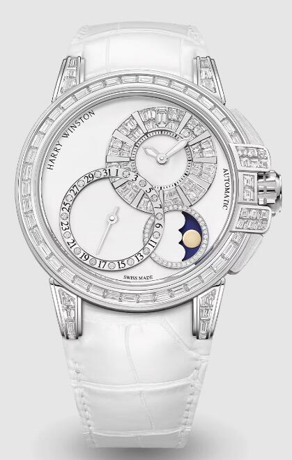 Review Harry Winston Ocean Date Moon Phase Baguette Automatic 42mm OCEAMP42WW004 watch Replica - Click Image to Close